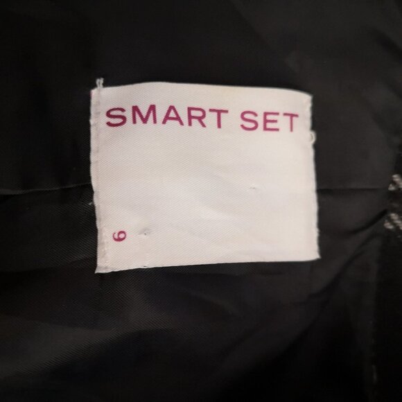 Smart Set Ladies Size 9 Black & Grey Plaid Belted Fully Lined Jacket/Blazer - Picture 3 of 11